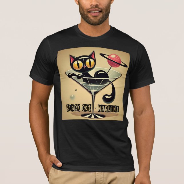 Camiseta Atómico espacio futurista edad Black Cat Martini (Anverso)