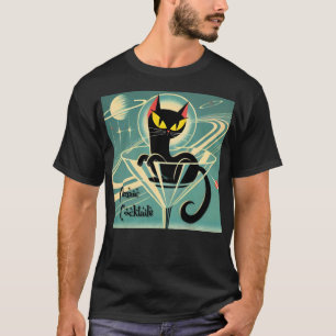 Camiseta Atómico espacio futurista edad Black Cat Martini