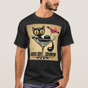 Camiseta Atómico espacio futurista edad Black Cat Martini