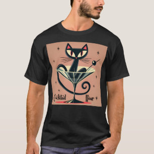 Camiseta Atómico espacio futurista edad Black Cat Martini