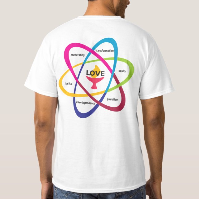 Camiseta Átomo de Valores Compartidos - Associ Universalist (Reverso)