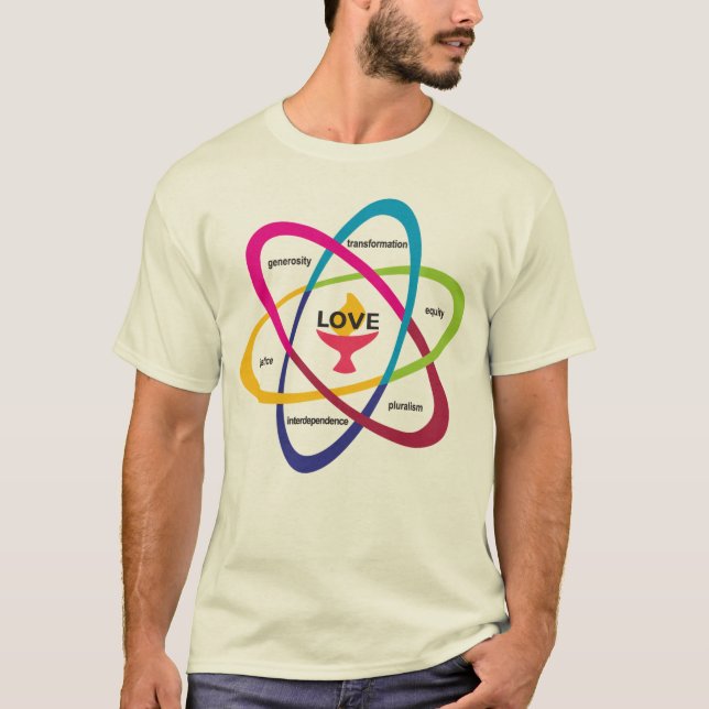 Camiseta Átomo de Valores Compartidos - Associ Universalist (Anverso)