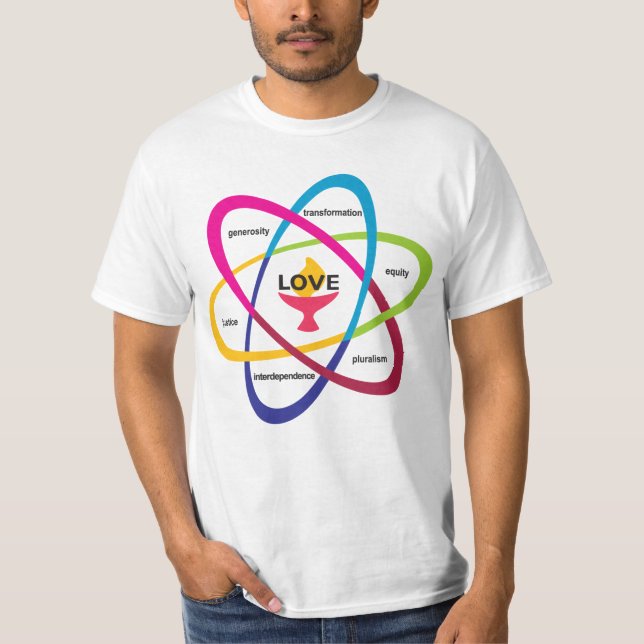 Camiseta Átomo de Valores Compartidos - Associ Universalist (Anverso)