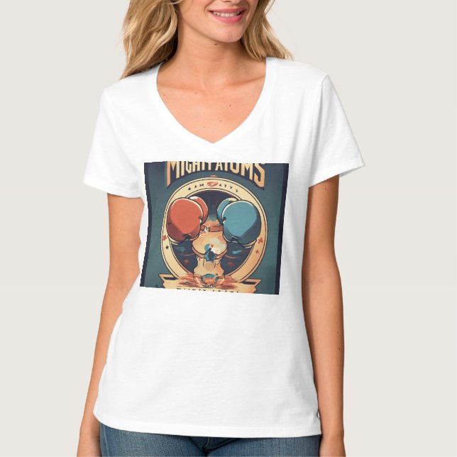 Camiseta Átomos Poderosos – Logotipo abstracto para una muj (Anverso)