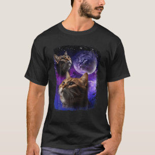 Camiseta Atormento al gato en Moon Galaxy Funny Tres gatos 