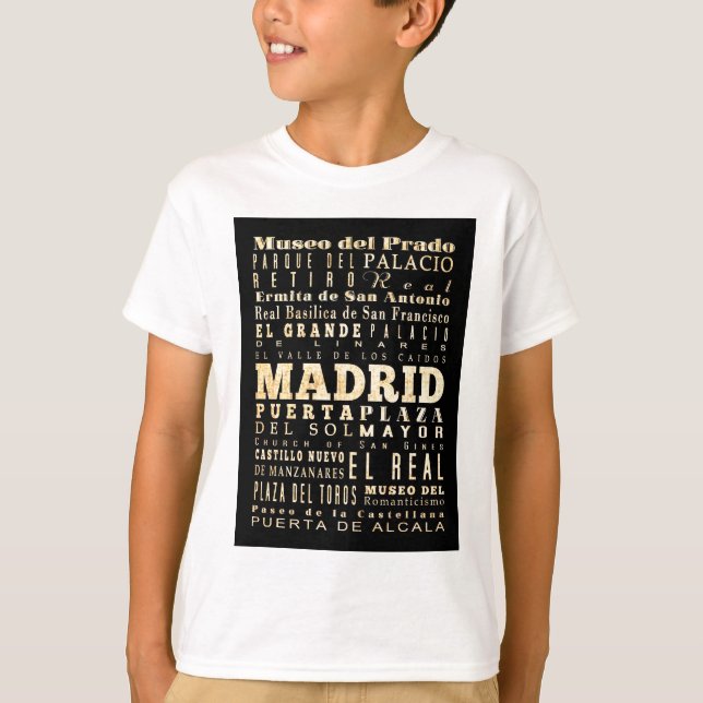 Camiseta Atracciones y lugares famosos de Madrid, España (Anverso)