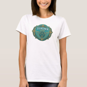 Camiseta Atractiva composición artística en azul turquesa c