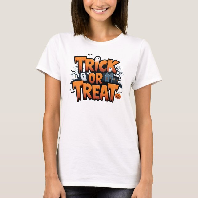 Camiseta Atractiva noche de Halloween con fantasmas (Anverso)