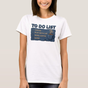 Camiseta Atractivo Azul Marino CAFE JUEGA CON GATO