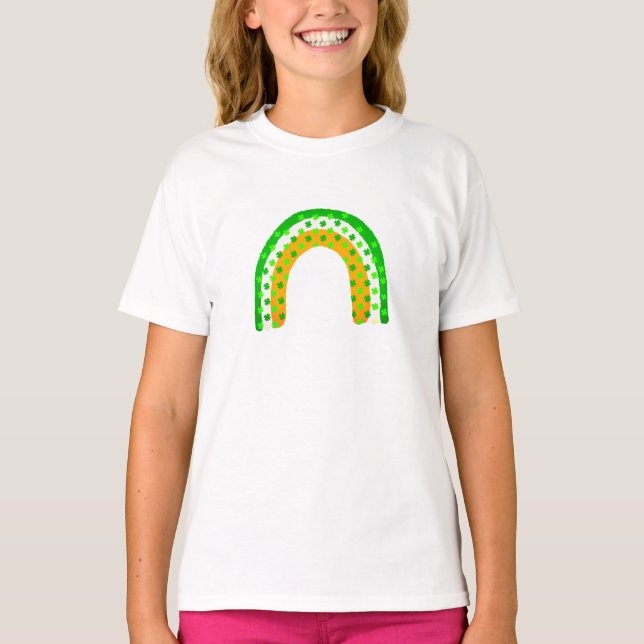 Camiseta Atractivo camisón verde arcoiris irlandés para niñ (Anverso)