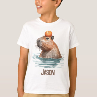 Camiseta Atractivo capibara con nombre de Naranja y niño