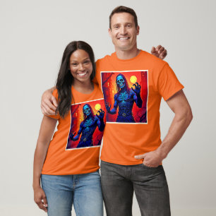 Camiseta Atractivo Demonio Zombie En El Diseño De La Ciudad