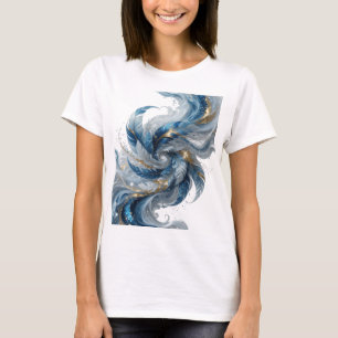 Camiseta Atractivo diseño moderno BLUE FEATHERS de plata