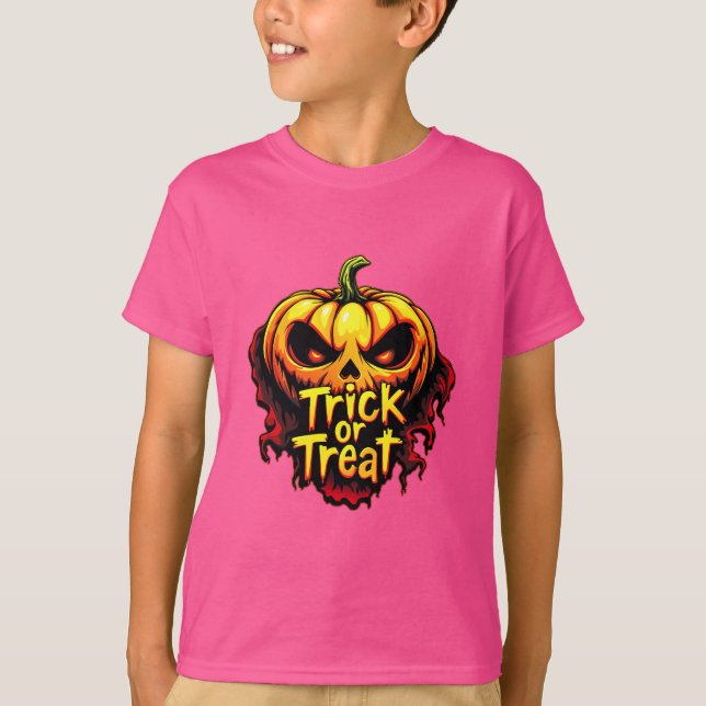 Camiseta Atractivo "truco o truco" calabaza arte de Hallowe (Anverso)