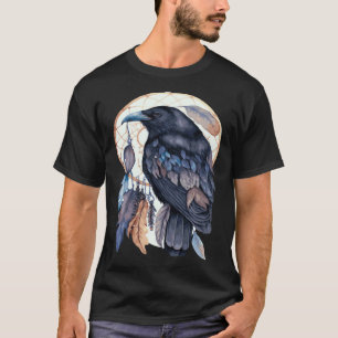 Camiseta Atrapa Sueños Cuervo Tribal Acuarela Cuervo