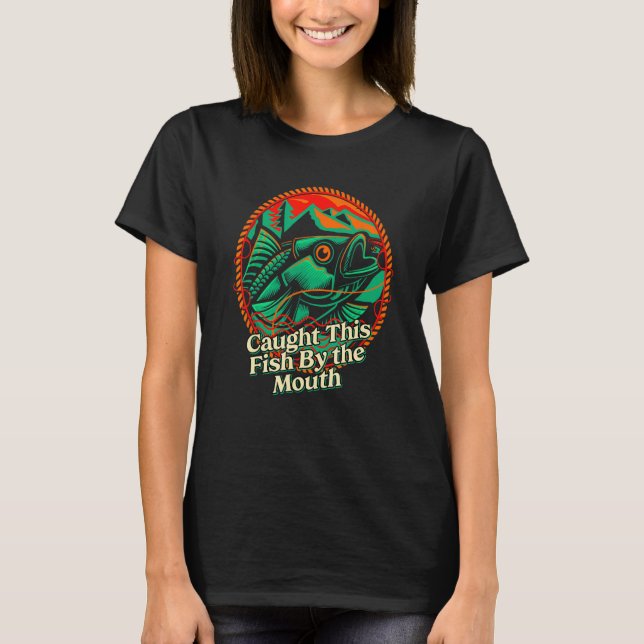 Camiseta Atrapado este pez por el pescador de la boca H (Anverso)