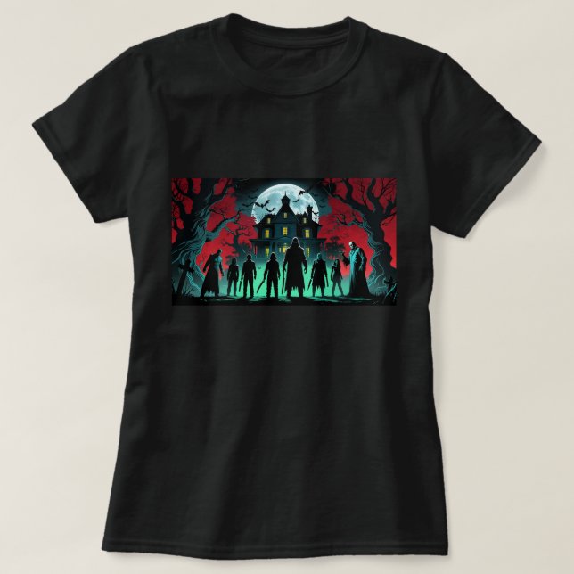 Camiseta Atrapados Iconos de terror Noche de Halloween cami (Diseño del anverso)