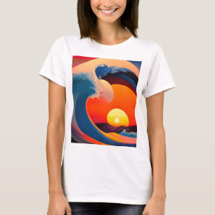 Camiseta Atrapar una ola colorida