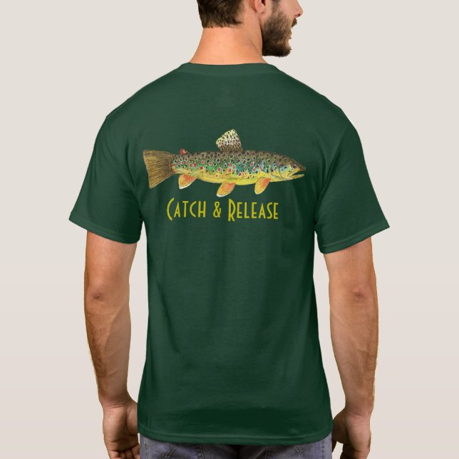 Camiseta Atrapar y soltar arenques de trucha marrón (Reverso)