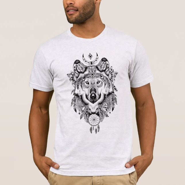 Camiseta Atrapasueños de lobo ilustrado (Anverso)