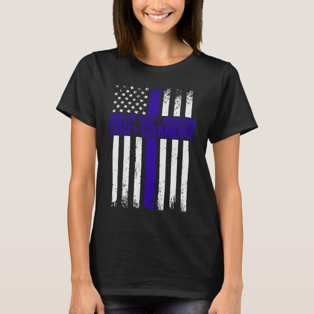 Camiseta Atrás El Hombre De La Bandera Azul Estadounidense  (Anverso)
