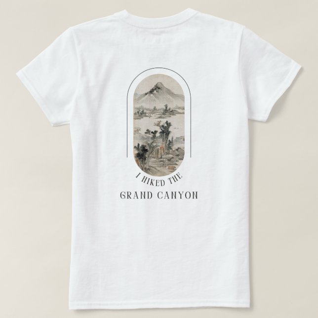 Camiseta atrás y adelante caminé por el gran cañón, excursi (Reverso del diseño)