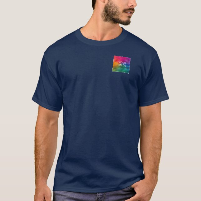 Camiseta Atrás y delante Diseño Naval Azul Añadir logotipos (Anverso)