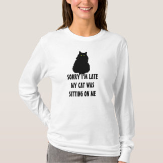 Camiseta Atrasado triste mi gato se sentaba en mí