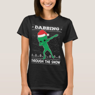 Camiseta Atravesando La Nieve Alien Santa Ugly Christma