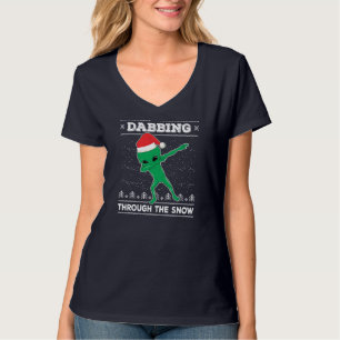 Camiseta Atravesando La Nieve Alien Santa Ugly Christma