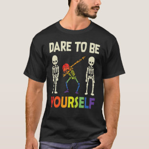 Camiseta Atrévase A Su Propio Skeleton Lgbtq Orgullo Grap A
