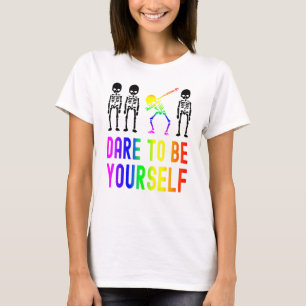 Camiseta Atrévete A Ser Tu Mismo Lgbt Orgullo Skeleton Dabb