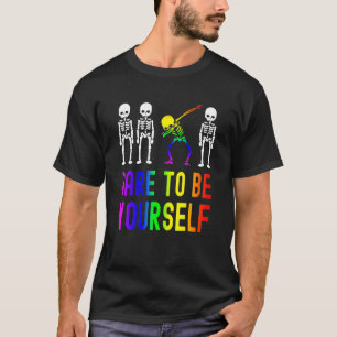 Camiseta Atrévete a ser tú mismo Orgullo Lgbt Esqueleto Dab