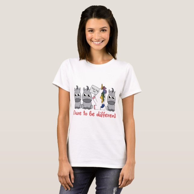 Camiseta atrevimiento a ser diversa granja del unicornio (Anverso completo)