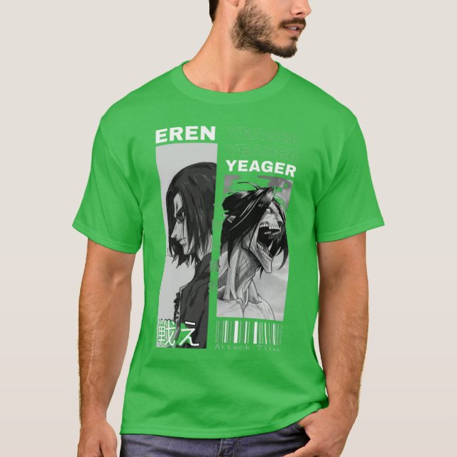 Camiseta Attack on titan eren yeager both forms (Anverso)