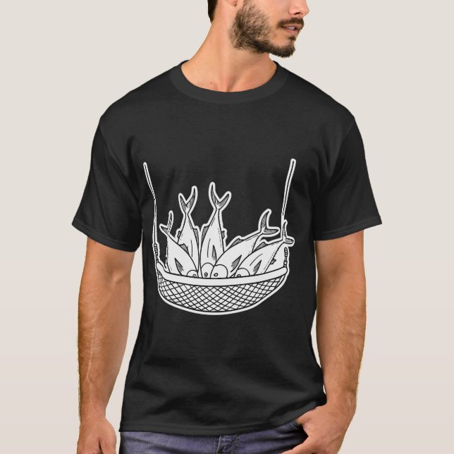 Camiseta Atún agrupado en red de pesca (Anverso)