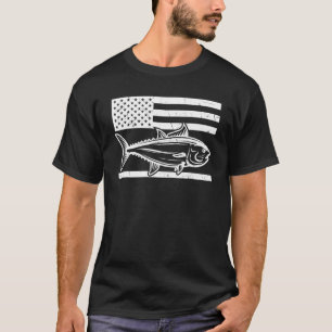 Camiseta Atún Cool Vara de Pescar Bandera Americana Pescado