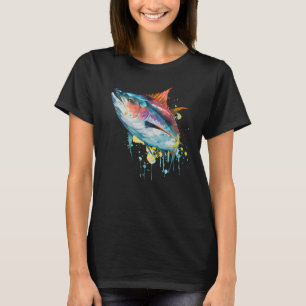 Camiseta Atún de acuarela Pesca de agua salada colorida