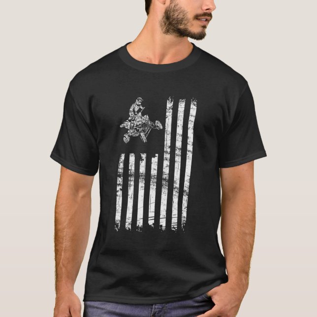 Camiseta Atv Bandera Americana Cuatro Ruedas En Bicicleta C (Anverso)