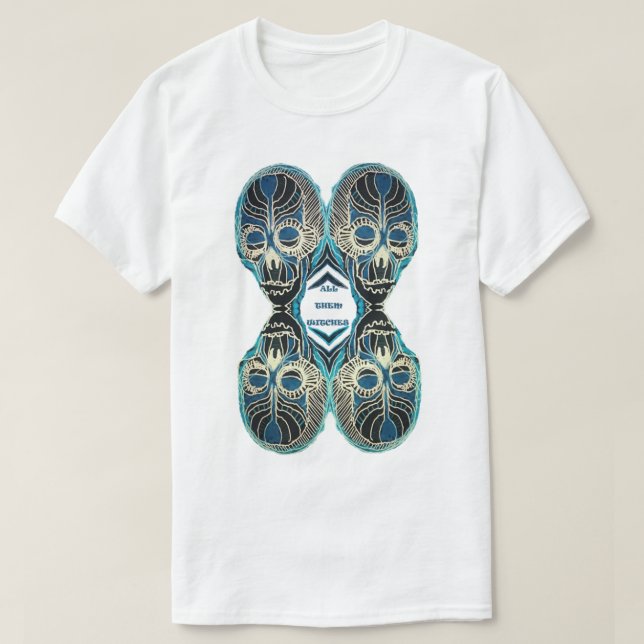 Camiseta ATW. Todos ellos bruñen el cráneo negro y azul de  (Diseño del anverso)