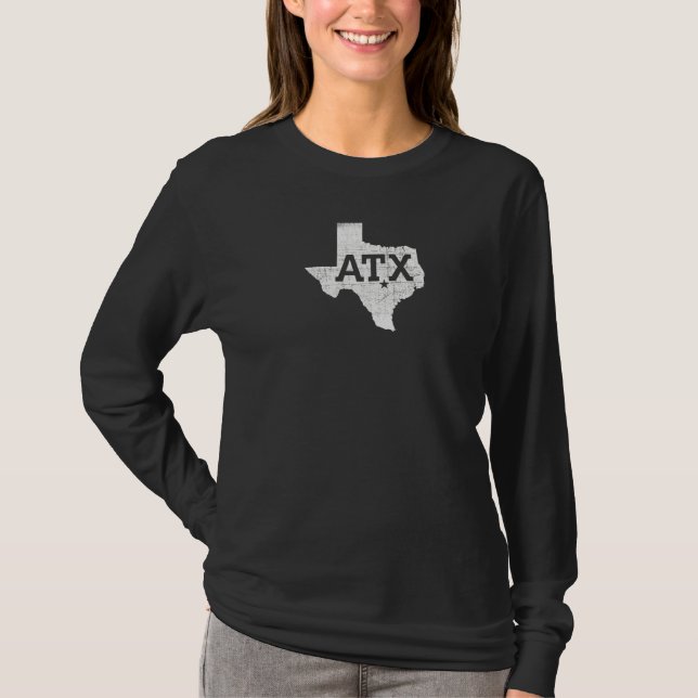 Camiseta Atx Austin Tx Con Silhouette De Texas (Anverso)