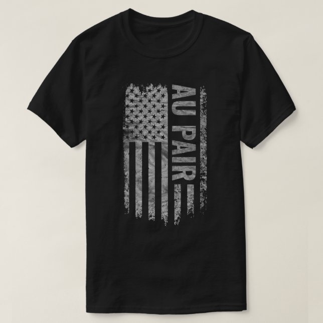Camiseta Au Pair USA Flag Distressed design (Diseño del anverso)
