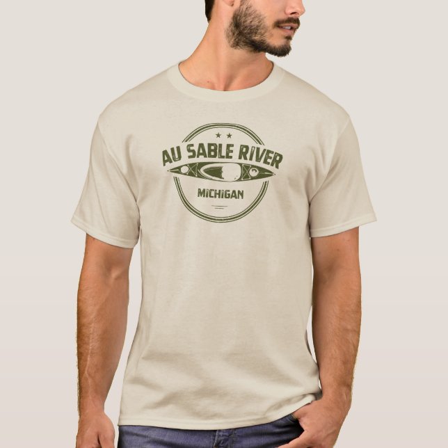 Camiseta Au Sable River Michigan Kayaking (Anverso)