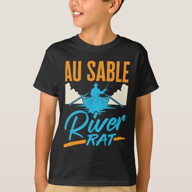 Camiseta Au Sable River Rat Rafting Canoeing Fishing Boatin (Anverso)