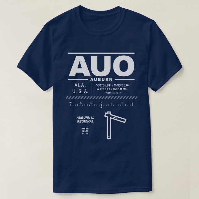 Camiseta Auburn U. Regional Airport AUO (Diseño del anverso)