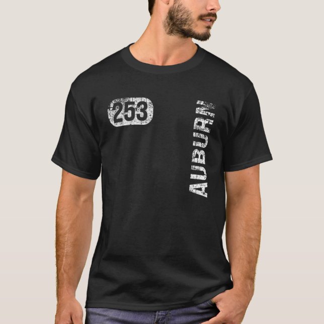 Camiseta Auburn Washington 253 Area Code Vintage Retro (Anverso)