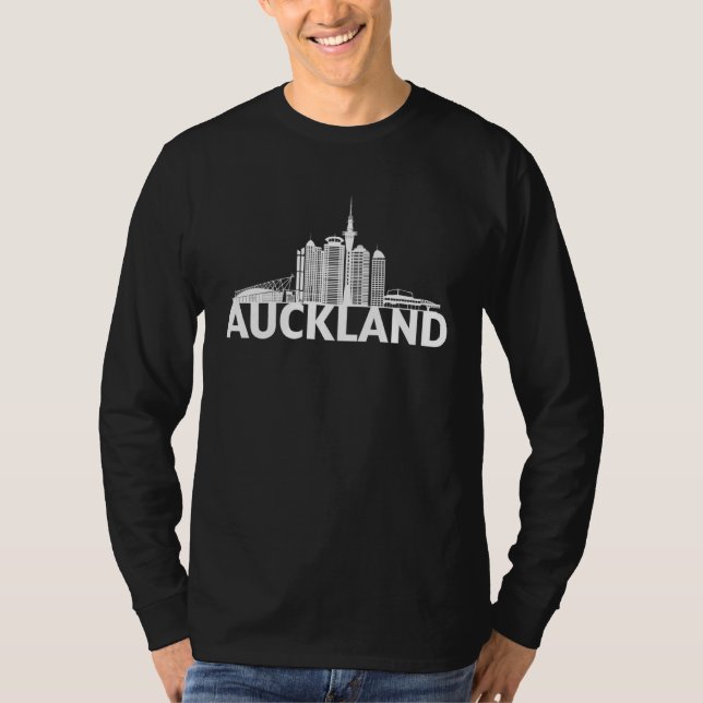 Camiseta Auckland New Zealand City Skyline Silhouette Outli (Anverso)
