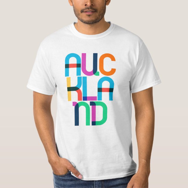 Camiseta Auckland New Zealand Pop Art Letters (Anverso)