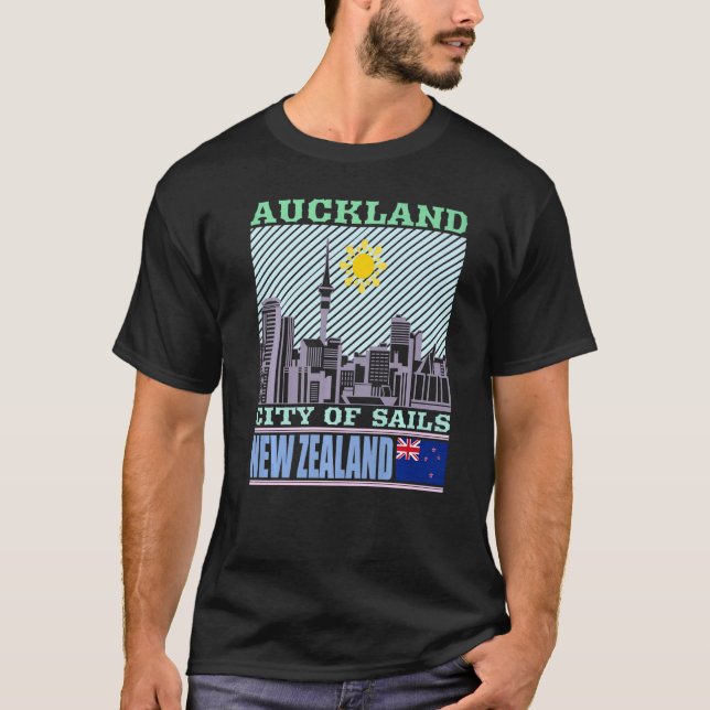 Camiseta Auckland New Zealand Skyline Country City Skyline (Anverso)