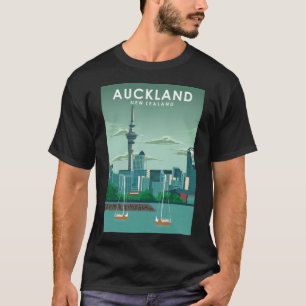 Camiseta Auckland New Zealand Vintage Minimal Retro Travel